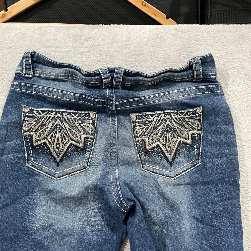 Copper Flash Curvy Bootcut Leg Jeans Women 14 (Fits 34x30) Blue Denim Distressed